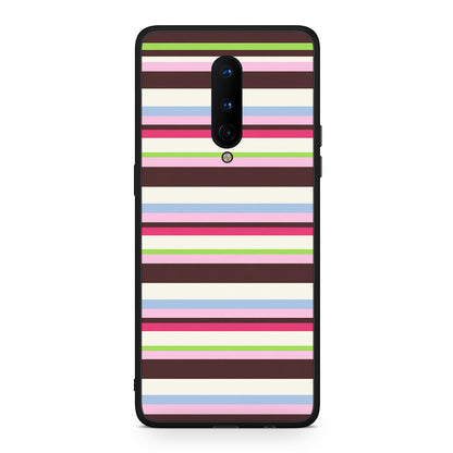 Θήκη OnePlus 8 Multicolour Horizontal Stripes από τη Smartfits με σχέδιο στο πίσω μέρος και μαύρο περίβλημα | OnePlus 8 Multicolour Horizontal Stripes case with colorful back and black bezels