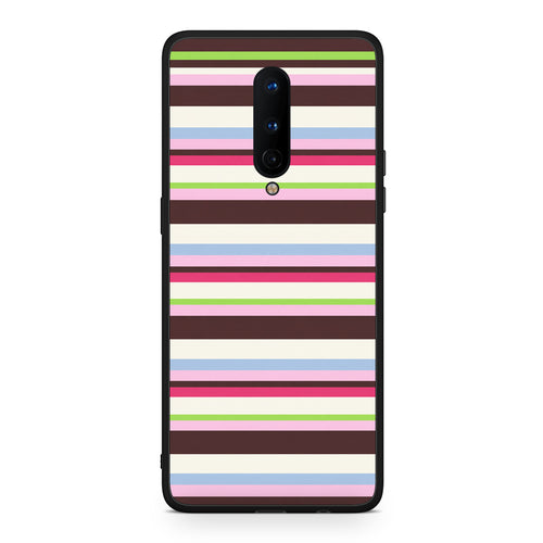 Θήκη OnePlus 8 Multicolour Horizontal Stripes από τη Smartfits με σχέδιο στο πίσω μέρος και μαύρο περίβλημα | OnePlus 8 Multicolour Horizontal Stripes case with colorful back and black bezels