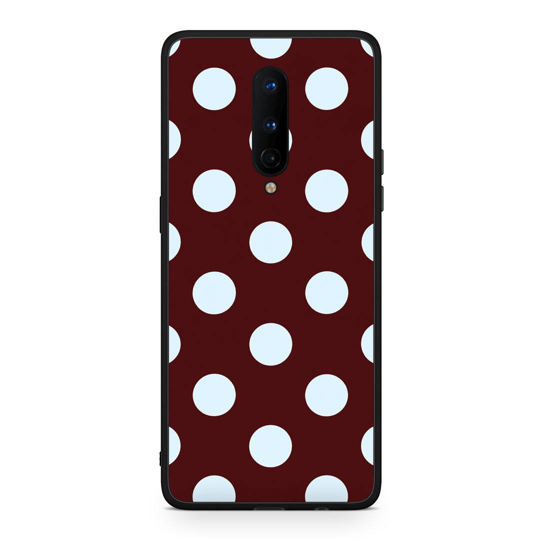 Θήκη OnePlus 8 Pale Blue Large Polka Dots on Burgundy από τη Smartfits με σχέδιο στο πίσω μέρος και μαύρο περίβλημα | OnePlus 8 Pale Blue Large Polka Dots on Burgundy case with colorful back and black bezels