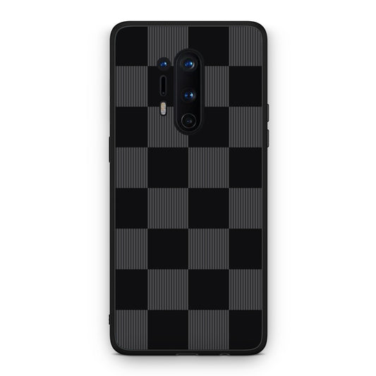 Θήκη OnePlus 8 Pro Black and Charcoal Striped Checks από τη Smartfits με σχέδιο στο πίσω μέρος και μαύρο περίβλημα | OnePlus 8 Pro Black and Charcoal Striped Checks case with colorful back and black bezels