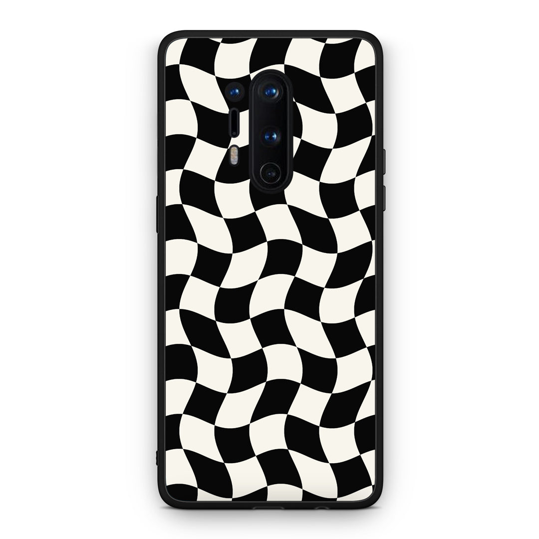 Θήκη OnePlus 8 Pro Black and Cream Wavy Checkerboard από τη Smartfits με σχέδιο στο πίσω μέρος και μαύρο περίβλημα | OnePlus 8 Pro Black and Cream Wavy Checkerboard case with colorful back and black bezels