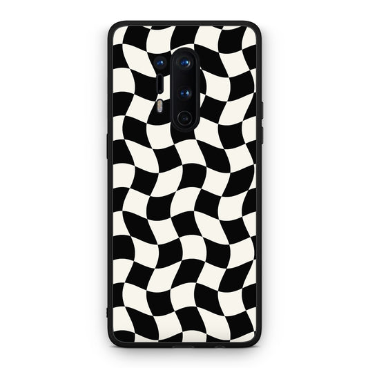 Θήκη OnePlus 8 Pro Black and Cream Wavy Checkerboard από τη Smartfits με σχέδιο στο πίσω μέρος και μαύρο περίβλημα | OnePlus 8 Pro Black and Cream Wavy Checkerboard case with colorful back and black bezels