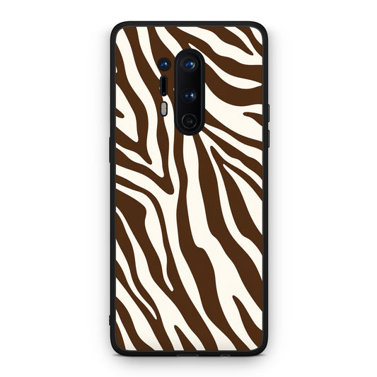 Θήκη OnePlus 8 Pro Brown and Cream Zebra Stripes από τη Smartfits με σχέδιο στο πίσω μέρος και μαύρο περίβλημα | OnePlus 8 Pro Brown and Cream Zebra Stripes case with colorful back and black bezels