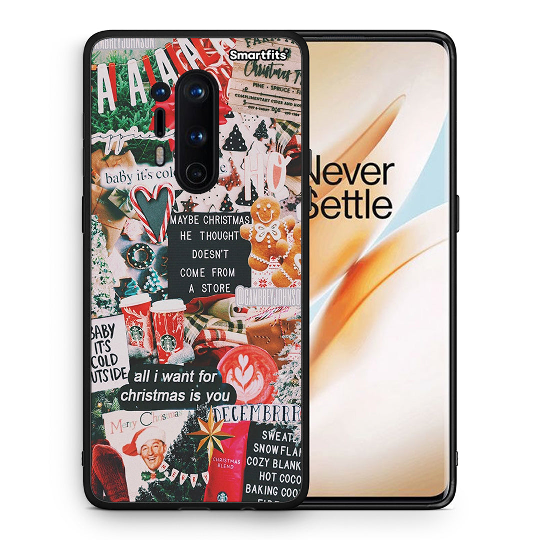 Θήκη OnePlus 8 Pro Christmas Happiness από τη Smartfits με σχέδιο στο πίσω μέρος και μαύρο περίβλημα | OnePlus 8 Pro Christmas Happiness case with colorful back and black bezels