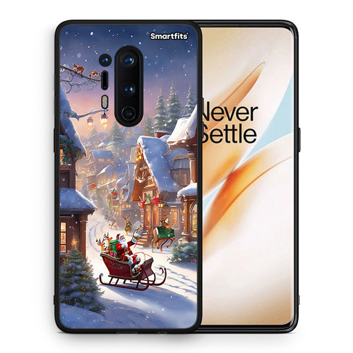 Θήκη OnePlus 8 Pro Christmas Snow από τη Smartfits με σχέδιο στο πίσω μέρος και μαύρο περίβλημα | OnePlus 8 Pro Christmas Snow case with colorful back and black bezels