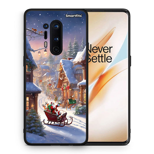 Θήκη OnePlus 8 Pro Christmas Snow από τη Smartfits με σχέδιο στο πίσω μέρος και μαύρο περίβλημα | OnePlus 8 Pro Christmas Snow case with colorful back and black bezels