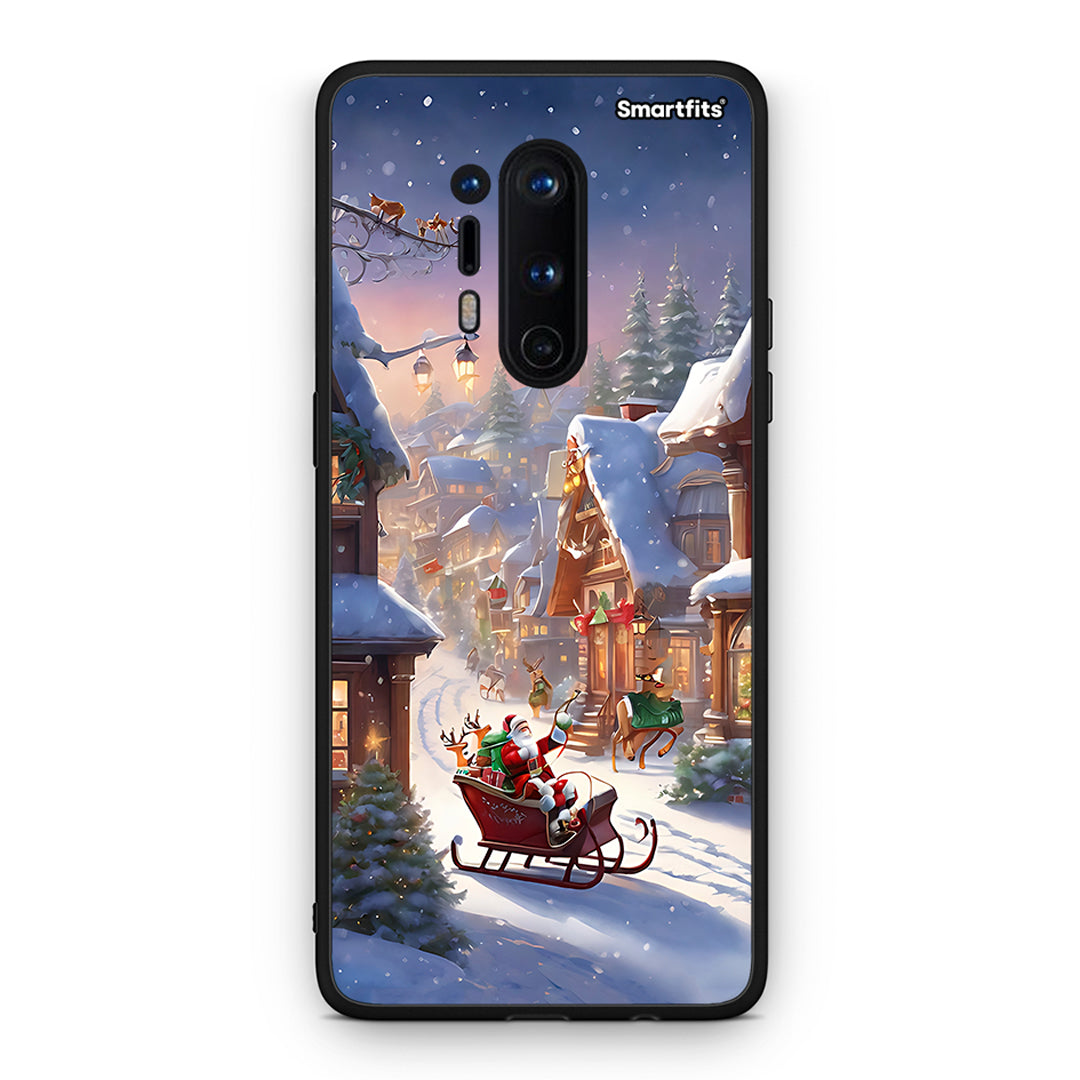 OnePlus 8 Pro Christmas Snow θήκη από τη Smartfits με σχέδιο στο πίσω μέρος και μαύρο περίβλημα | Smartphone case with colorful back and black bezels by Smartfits