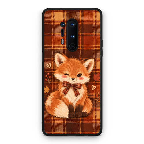 Θήκη OnePlus 8 Pro Fox on Autumn Tartan από τη Smartfits με σχέδιο στο πίσω μέρος και μαύρο περίβλημα | OnePlus 8 Pro Fox on Autumn Tartan case with colorful back and black bezels