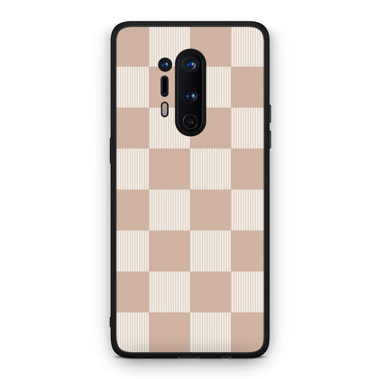 Θήκη OnePlus 8 Pro Latte and Cream Striped Checks από τη Smartfits με σχέδιο στο πίσω μέρος και μαύρο περίβλημα | OnePlus 8 Pro Latte and Cream Striped Checks case with colorful back and black bezels