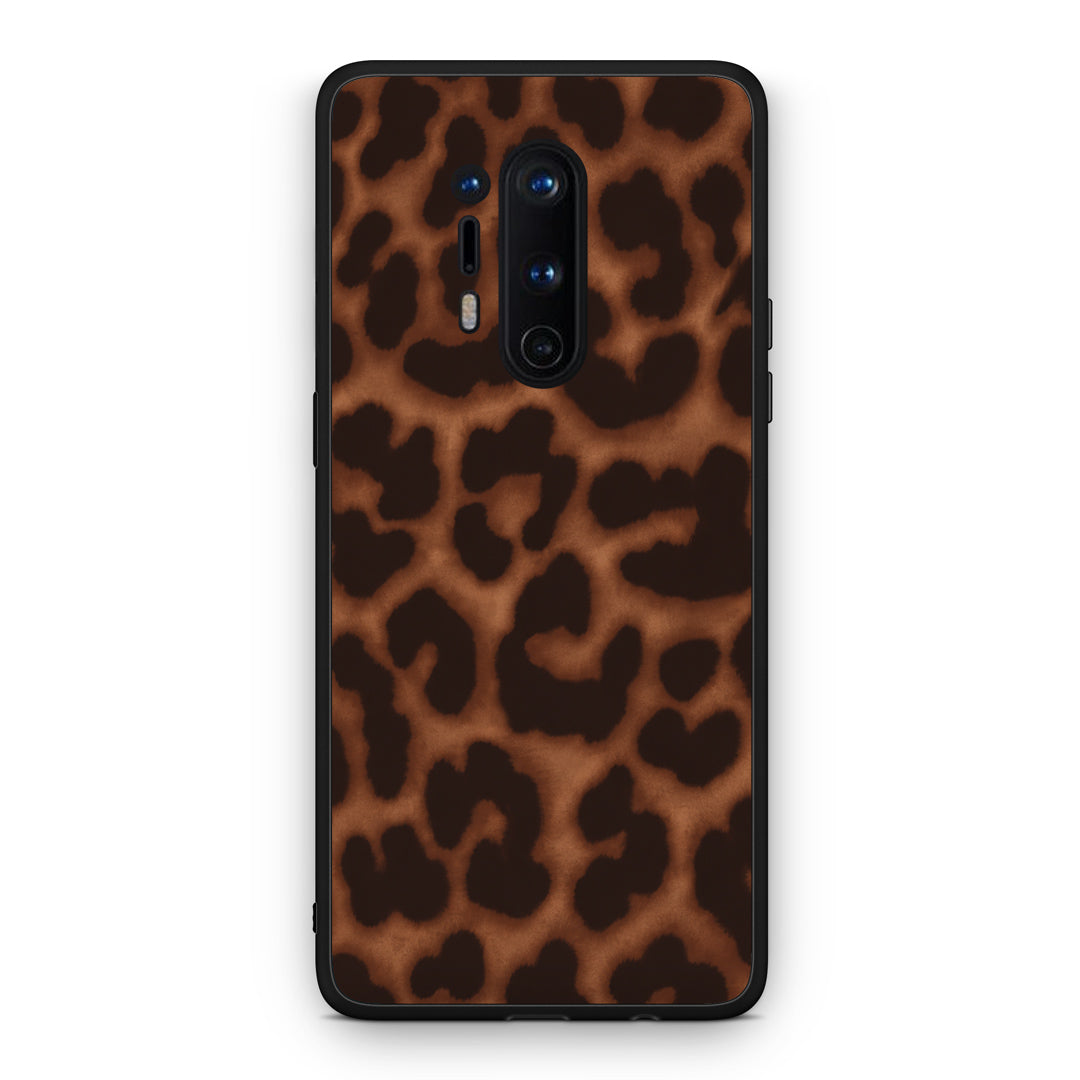 Θήκη OnePlus 8 Pro Leopard Print Dark Brown από τη Smartfits με σχέδιο στο πίσω μέρος και μαύρο περίβλημα | OnePlus 8 Pro Leopard Print Dark Brown case with colorful back and black bezels