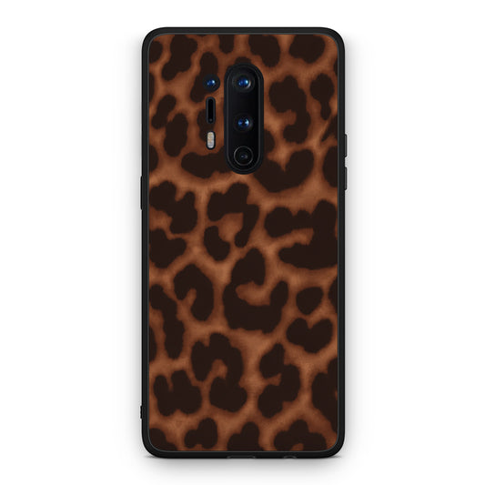 Θήκη OnePlus 8 Pro Leopard Print Dark Brown από τη Smartfits με σχέδιο στο πίσω μέρος και μαύρο περίβλημα | OnePlus 8 Pro Leopard Print Dark Brown case with colorful back and black bezels