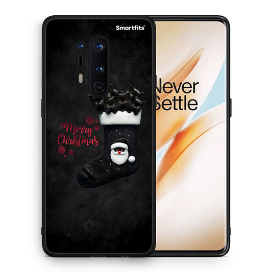 Θήκη OnePlus 8 Pro Merry Cat Christmas από τη Smartfits με σχέδιο στο πίσω μέρος και μαύρο περίβλημα | OnePlus 8 Pro Merry Cat Christmas case with colorful back and black bezels