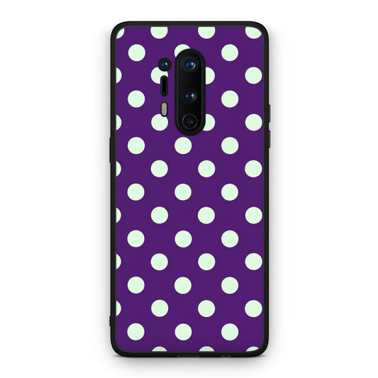 Θήκη OnePlus 8 Pro Mint Polka Dots on Purple από τη Smartfits με σχέδιο στο πίσω μέρος και μαύρο περίβλημα | OnePlus 8 Pro Mint Polka Dots on Purple case with colorful back and black bezels