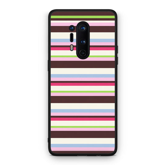 Θήκη OnePlus 8 Pro Multicolour Horizontal Stripes από τη Smartfits με σχέδιο στο πίσω μέρος και μαύρο περίβλημα | OnePlus 8 Pro Multicolour Horizontal Stripes case with colorful back and black bezels