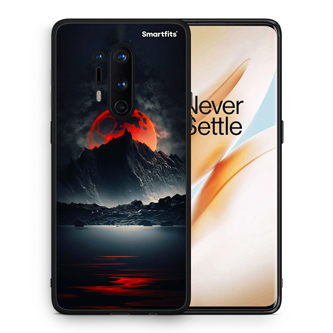 Θήκη OnePlus 8 Pro Red Full Moon από τη Smartfits με σχέδιο στο πίσω μέρος και μαύρο περίβλημα | OnePlus 8 Pro Red Full Moon case with colorful back and black bezels