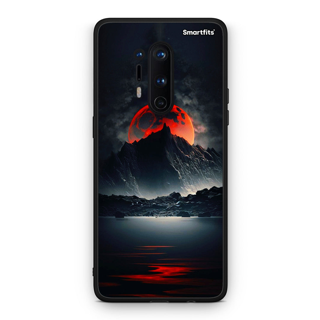 OnePlus 8 Pro Red Full Moon θήκη από τη Smartfits με σχέδιο στο πίσω μέρος και μαύρο περίβλημα | Smartphone case with colorful back and black bezels by Smartfits