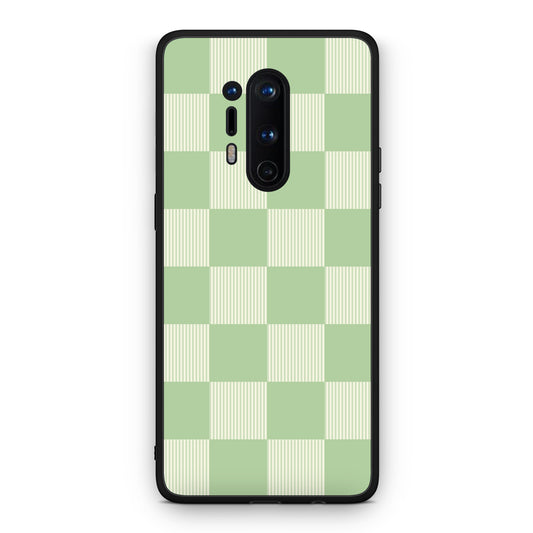 Θήκη OnePlus 8 Pro Sage and Cream Striped Checks από τη Smartfits με σχέδιο στο πίσω μέρος και μαύρο περίβλημα | OnePlus 8 Pro Sage and Cream Striped Checks case with colorful back and black bezels