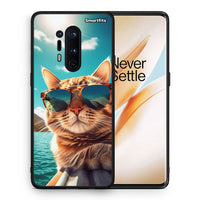 Thumbnail for Θήκη OnePlus 8 Pro Summer Cat από τη Smartfits με σχέδιο στο πίσω μέρος και μαύρο περίβλημα | OnePlus 8 Pro Summer Cat case with colorful back and black bezels