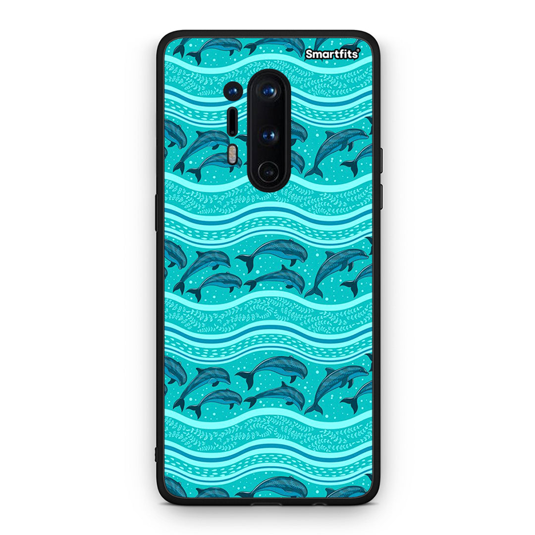 OnePlus 8 Pro Swimming Dolphins θήκη από τη Smartfits με σχέδιο στο πίσω μέρος και μαύρο περίβλημα | Smartphone case with colorful back and black bezels by Smartfits