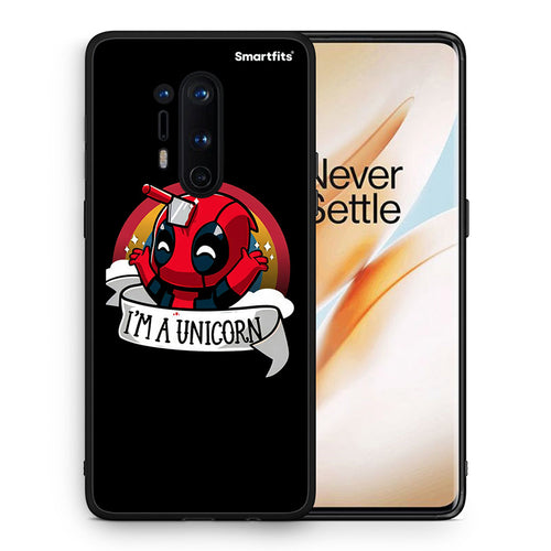 Θήκη OnePlus 8 Pro Unicorn Deadpool από τη Smartfits με σχέδιο στο πίσω μέρος και μαύρο περίβλημα | OnePlus 8 Pro Unicorn Deadpool case with colorful back and black bezels