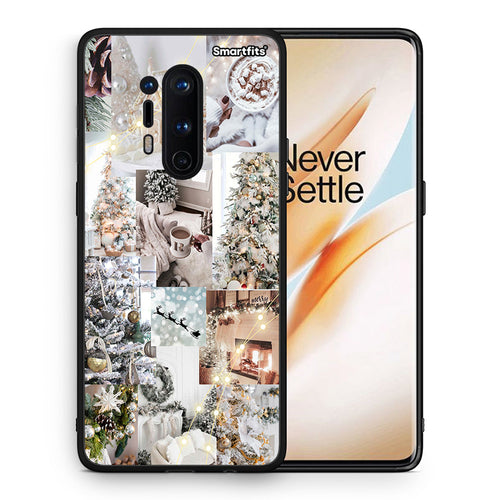 Θήκη OnePlus 8 Pro White Christmas από τη Smartfits με σχέδιο στο πίσω μέρος και μαύρο περίβλημα | OnePlus 8 Pro White Christmas case with colorful back and black bezels