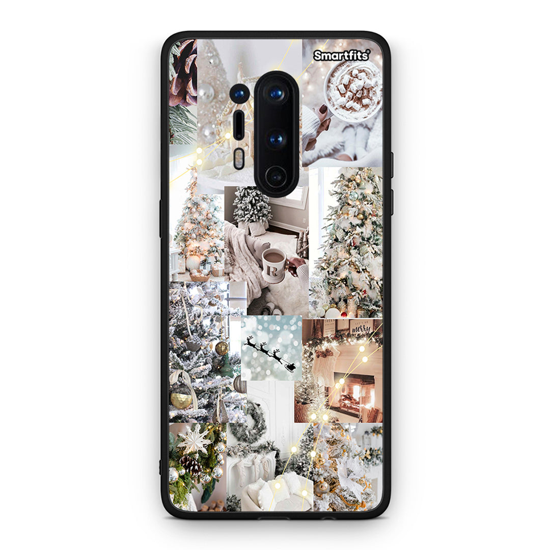 OnePlus 8 Pro White Christmas θήκη από τη Smartfits με σχέδιο στο πίσω μέρος και μαύρο περίβλημα | Smartphone case with colorful back and black bezels by Smartfits