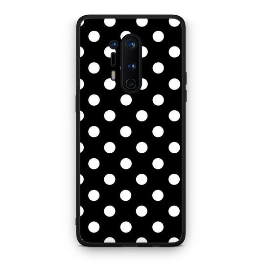 Θήκη OnePlus 8 Pro White Polka Dots on Black από τη Smartfits με σχέδιο στο πίσω μέρος και μαύρο περίβλημα | OnePlus 8 Pro White Polka Dots on Black case with colorful back and black bezels