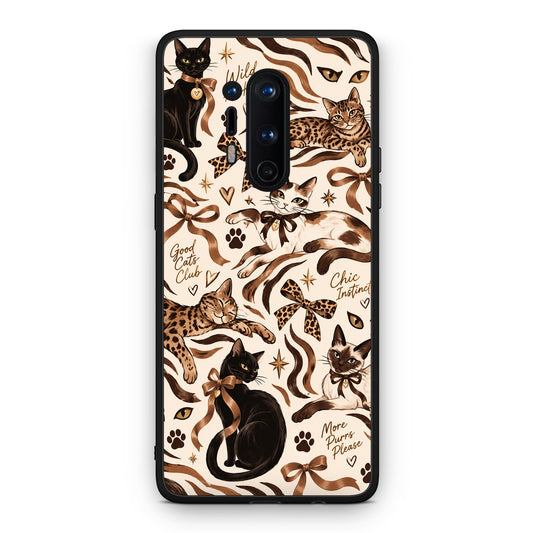 Θήκη OnePlus 8 Pro Wild Cats and Animal Print Collage από τη Smartfits με σχέδιο στο πίσω μέρος και μαύρο περίβλημα | OnePlus 8 Pro Wild Cats and Animal Print Collage case with colorful back and black bezels