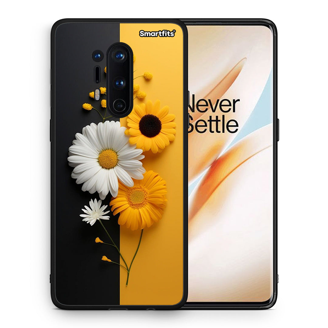 Θήκη OnePlus 8 Pro Yellow Daisies από τη Smartfits με σχέδιο στο πίσω μέρος και μαύρο περίβλημα | OnePlus 8 Pro Yellow Daisies case with colorful back and black bezels