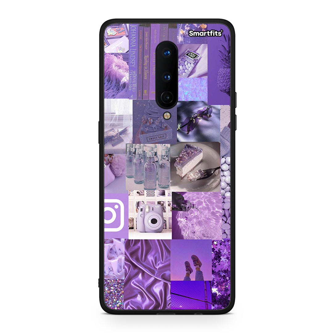 OnePlus 8 Purple Aesthetic Collage θήκη από τη Smartfits με σχέδιο στο πίσω μέρος και μαύρο περίβλημα | Smartphone case with colorful back and black bezels by Smartfits