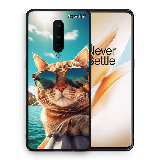 Θήκη OnePlus 8 Summer Cat από τη Smartfits με σχέδιο στο πίσω μέρος και μαύρο περίβλημα | OnePlus 8 Summer Cat case with colorful back and black bezels
