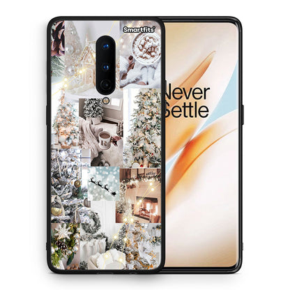 Θήκη OnePlus 8 White Christmas από τη Smartfits με σχέδιο στο πίσω μέρος και μαύρο περίβλημα | OnePlus 8 White Christmas case with colorful back and black bezels