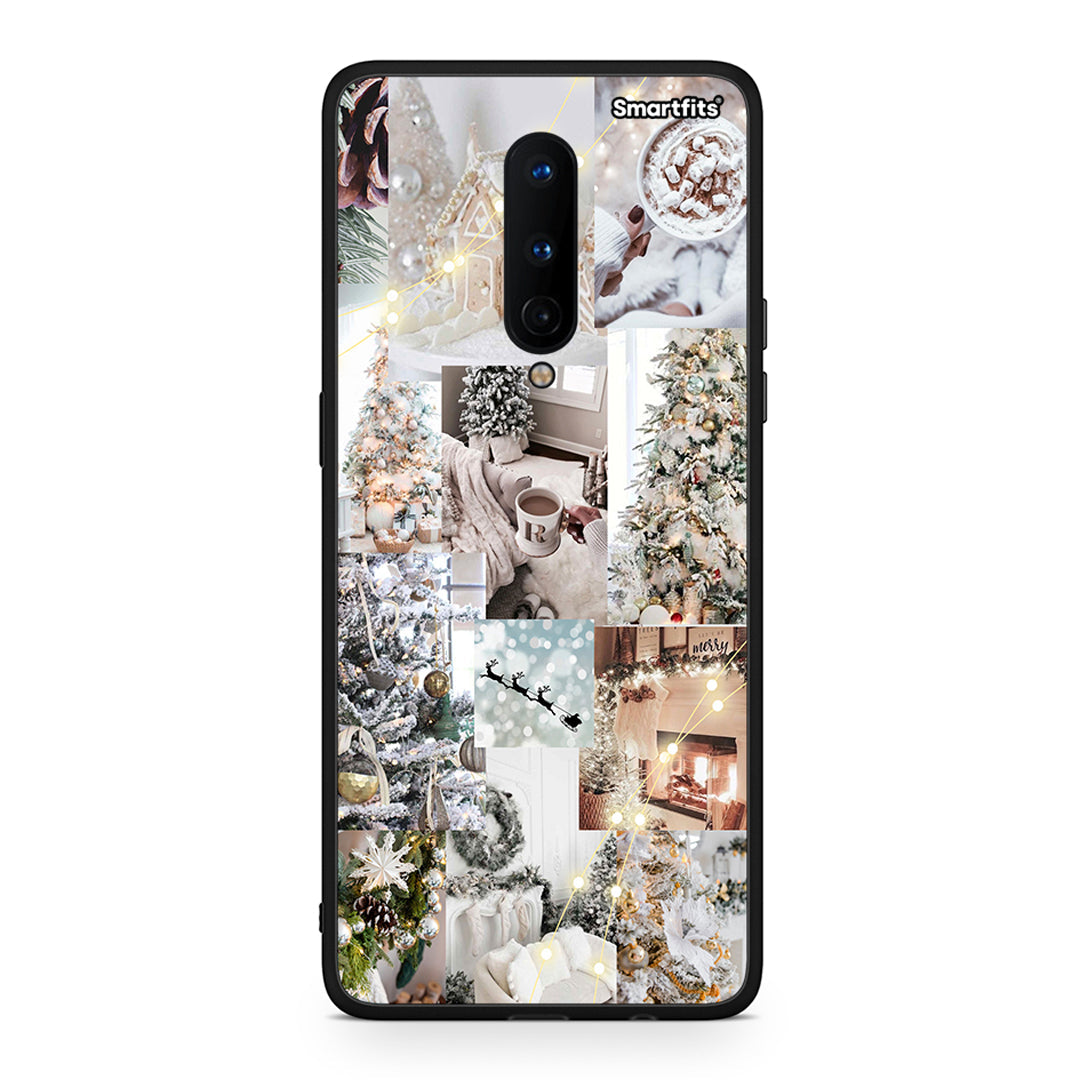 OnePlus 8 White Christmas θήκη από τη Smartfits με σχέδιο στο πίσω μέρος και μαύρο περίβλημα | Smartphone case with colorful back and black bezels by Smartfits