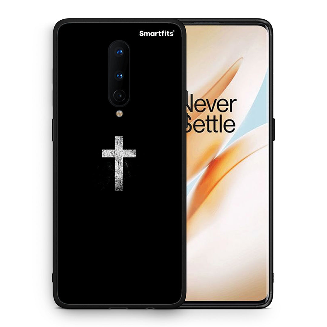Θήκη OnePlus 8 White Cross από τη Smartfits με σχέδιο στο πίσω μέρος και μαύρο περίβλημα | OnePlus 8 White Cross case with colorful back and black bezels