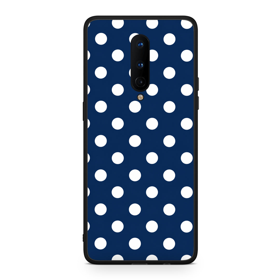 Θήκη OnePlus 8 White Large Polka Dots on Navy από τη Smartfits με σχέδιο στο πίσω μέρος και μαύρο περίβλημα | OnePlus 8 White Large Polka Dots on Navy case with colorful back and black bezels