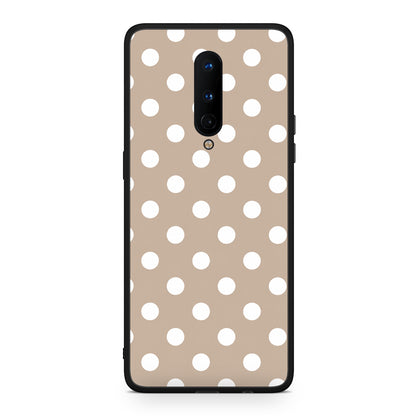 Θήκη OnePlus 8 White Polka Dots on Taupe από τη Smartfits με σχέδιο στο πίσω μέρος και μαύρο περίβλημα | OnePlus 8 White Polka Dots on Taupe case with colorful back and black bezels