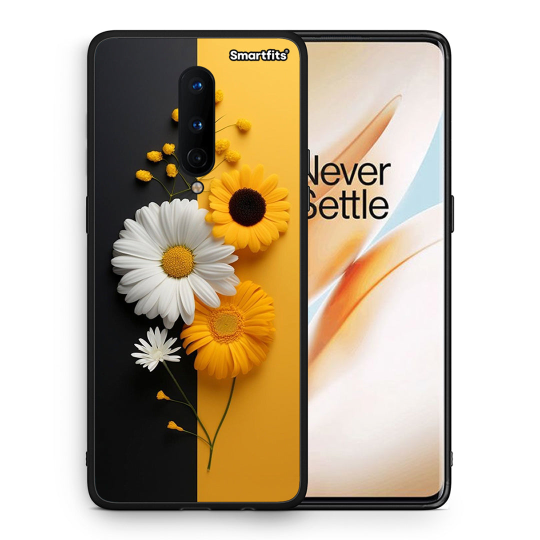 Θήκη OnePlus 8 Yellow Daisies από τη Smartfits με σχέδιο στο πίσω μέρος και μαύρο περίβλημα | OnePlus 8 Yellow Daisies case with colorful back and black bezels