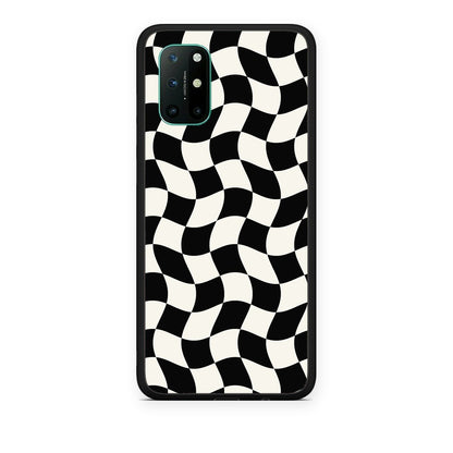 Θήκη OnePlus 8T Black and Cream Wavy Checkerboard από τη Smartfits με σχέδιο στο πίσω μέρος και μαύρο περίβλημα | OnePlus 8T Black and Cream Wavy Checkerboard case with colorful back and black bezels
