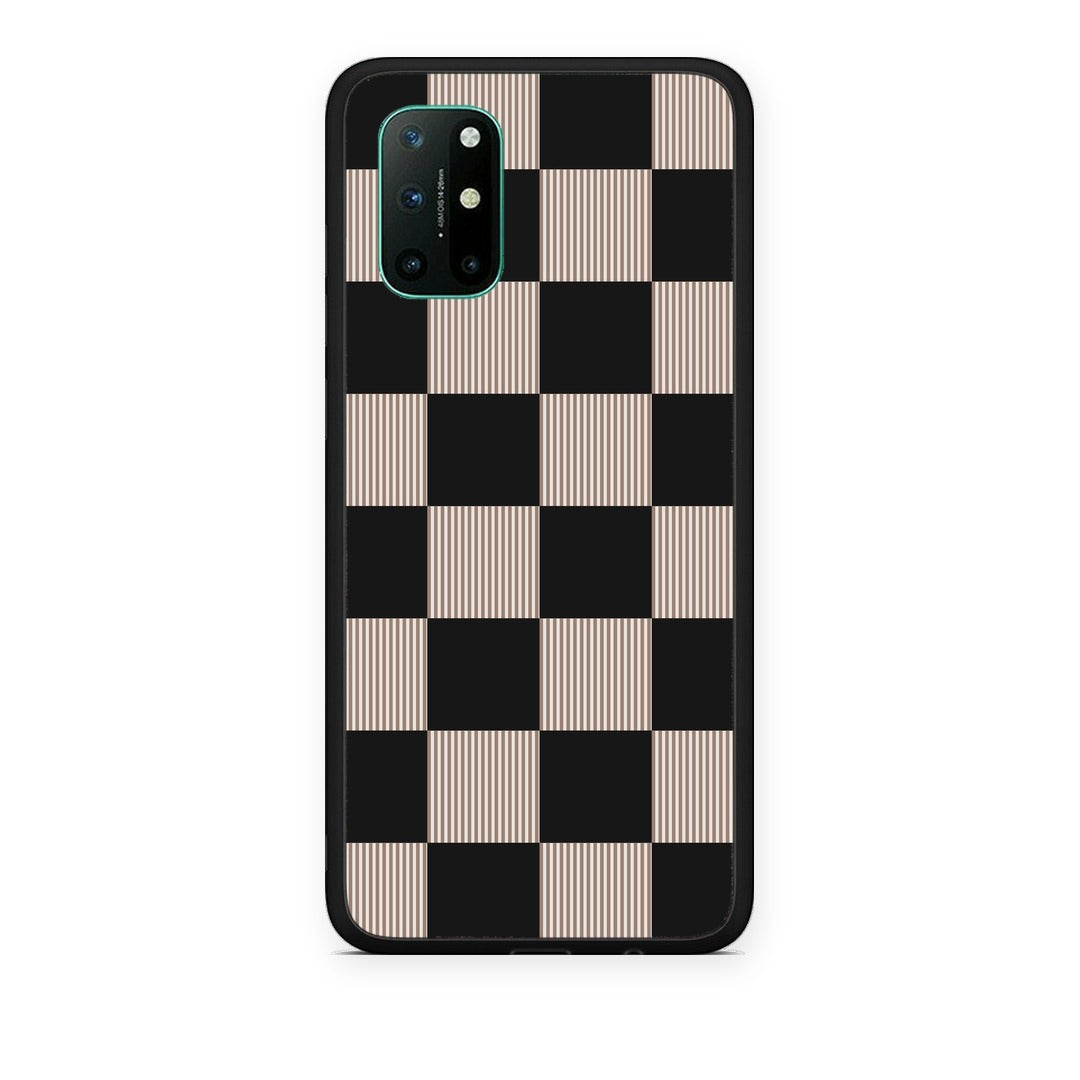 Θήκη OnePlus 8T Black and Taupe Striped Checks από τη Smartfits με σχέδιο στο πίσω μέρος και μαύρο περίβλημα | OnePlus 8T Black and Taupe Striped Checks case with colorful back and black bezels