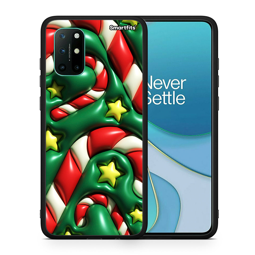 Θήκη OnePlus 8T Christmas Bubbles από τη Smartfits με σχέδιο στο πίσω μέρος και μαύρο περίβλημα | OnePlus 8T Christmas Bubbles case with colorful back and black bezels