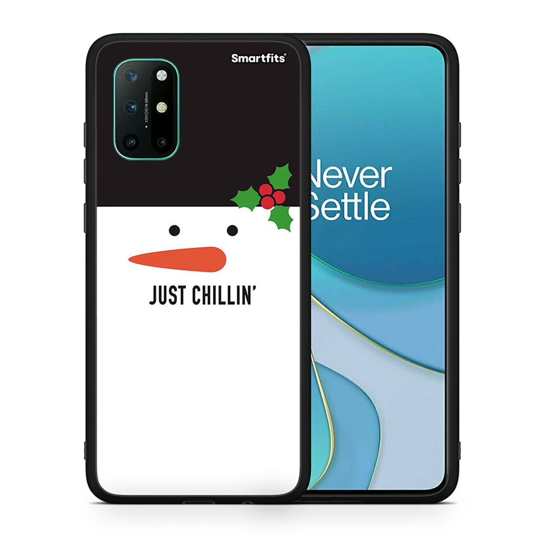 Θήκη OnePlus 8T Christmas Chillin από τη Smartfits με σχέδιο στο πίσω μέρος και μαύρο περίβλημα | OnePlus 8T Christmas Chillin case with colorful back and black bezels