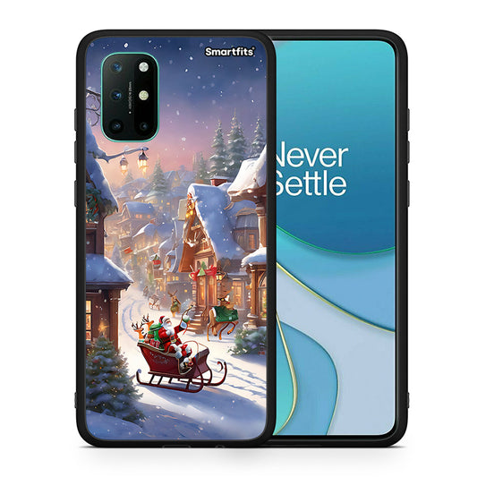 Θήκη OnePlus 8T Christmas Snow από τη Smartfits με σχέδιο στο πίσω μέρος και μαύρο περίβλημα | OnePlus 8T Christmas Snow case with colorful back and black bezels