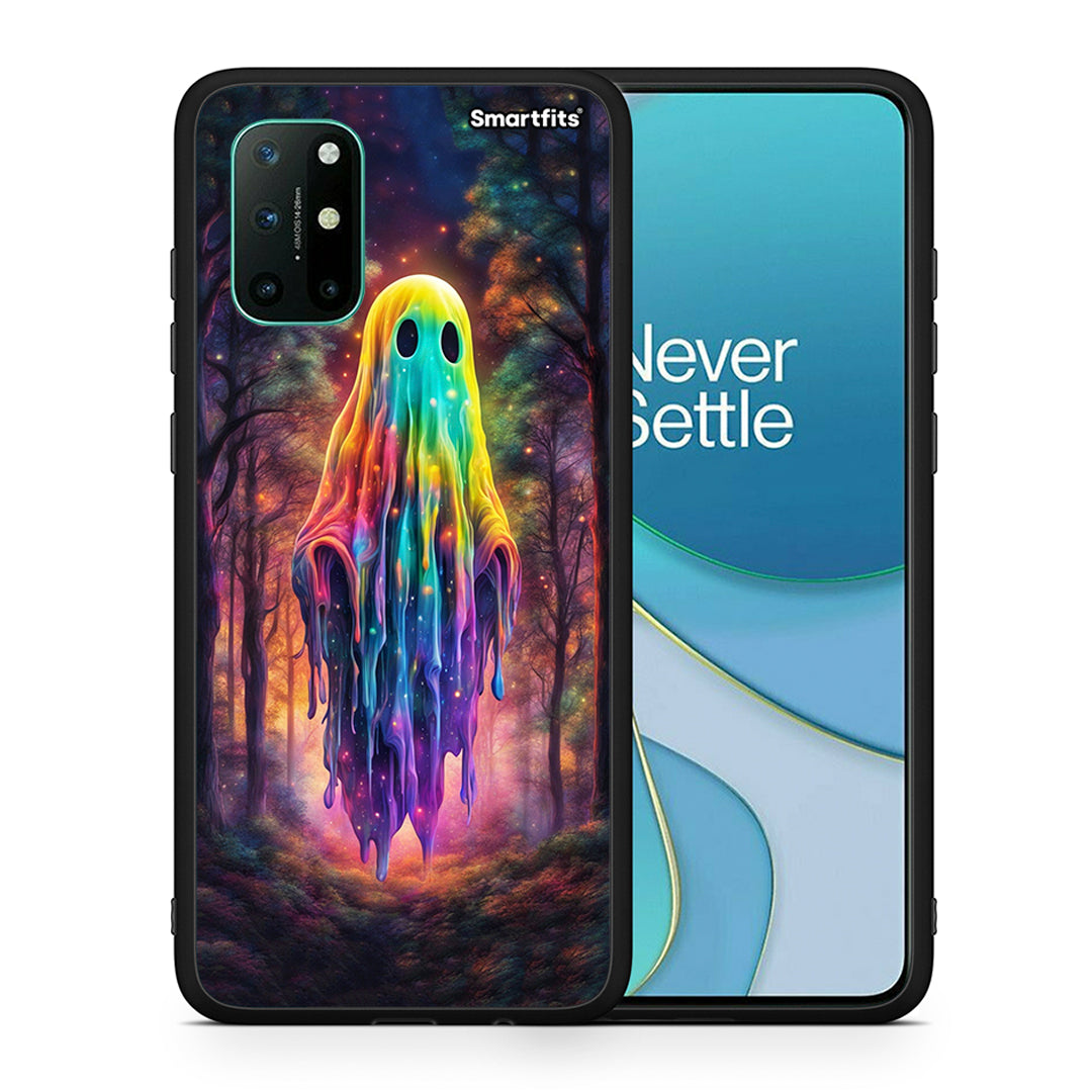 Θήκη OnePlus 8T Halloween Ghost από τη Smartfits με σχέδιο στο πίσω μέρος και μαύρο περίβλημα | OnePlus 8T Halloween Ghost case with colorful back and black bezels