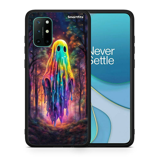 Θήκη OnePlus 8T Halloween Ghost από τη Smartfits με σχέδιο στο πίσω μέρος και μαύρο περίβλημα | OnePlus 8T Halloween Ghost case with colorful back and black bezels