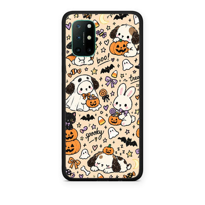 Θήκη OnePlus 8T Halloween Puppies and Friends on Cream από τη Smartfits με σχέδιο στο πίσω μέρος και μαύρο περίβλημα | OnePlus 8T Halloween Puppies and Friends on Cream case with colorful back and black bezels