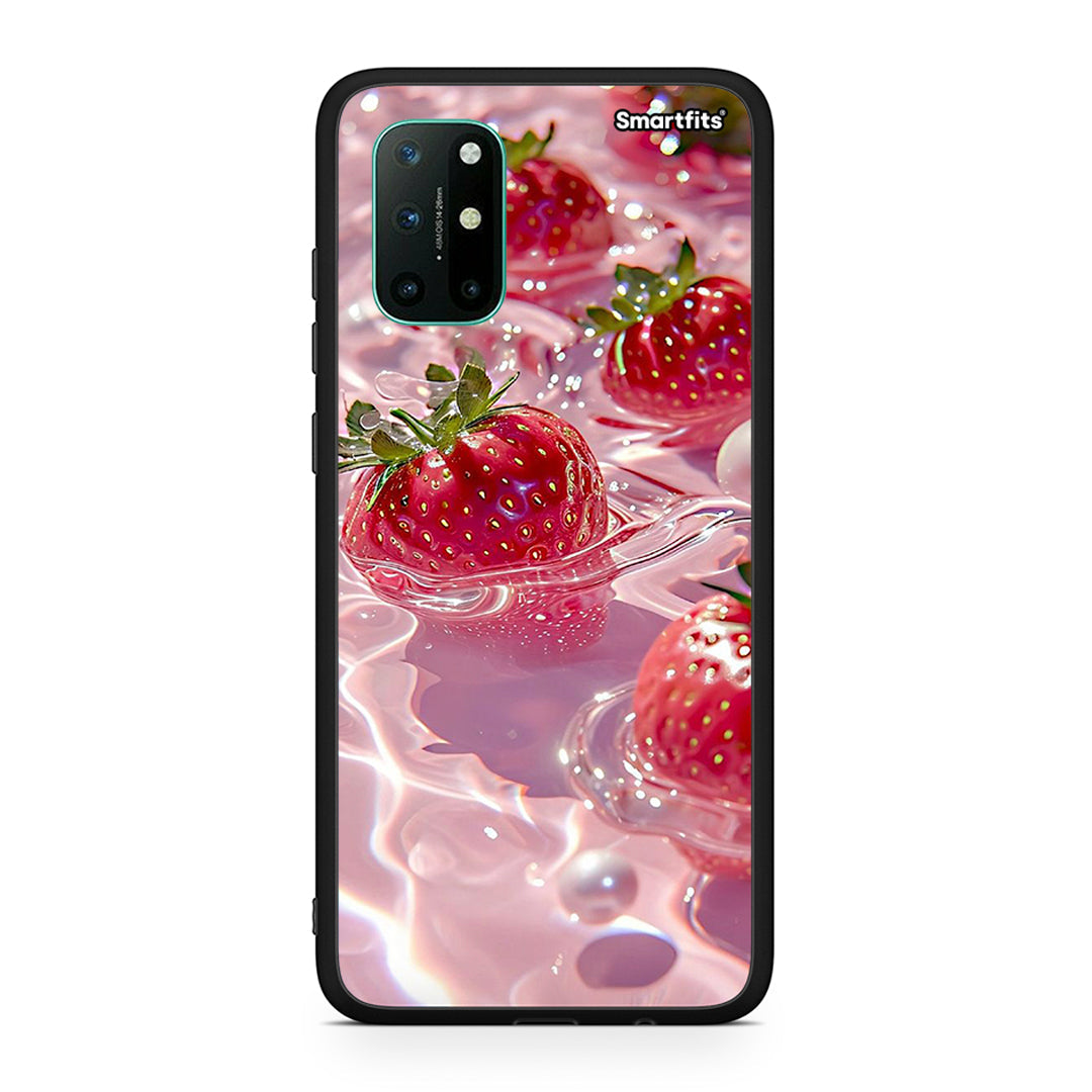 OnePlus 8T Juicy Strawberries θήκη από τη Smartfits με σχέδιο στο πίσω μέρος και μαύρο περίβλημα | Smartphone case with colorful back and black bezels by Smartfits