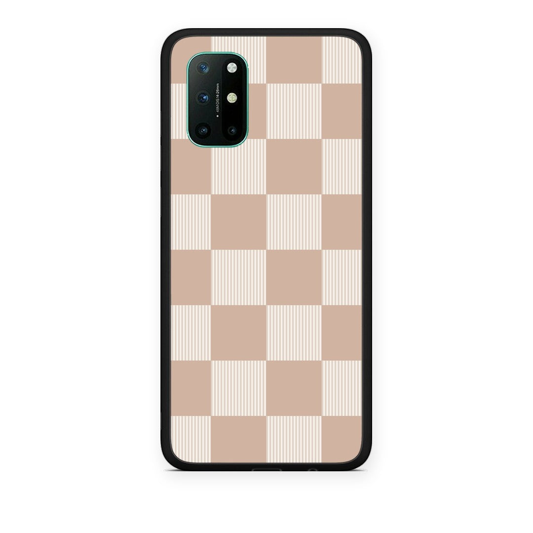 Θήκη OnePlus 8T Latte and Cream Striped Checks από τη Smartfits με σχέδιο στο πίσω μέρος και μαύρο περίβλημα | OnePlus 8T Latte and Cream Striped Checks case with colorful back and black bezels