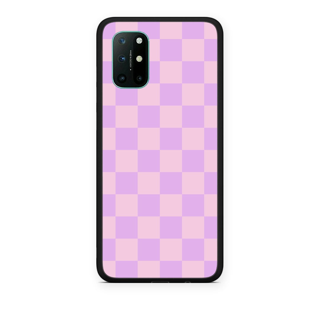 Θήκη OnePlus 8T Lavender and Pink Checkerboard από τη Smartfits με σχέδιο στο πίσω μέρος και μαύρο περίβλημα | OnePlus 8T Lavender and Pink Checkerboard case with colorful back and black bezels