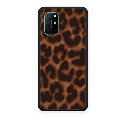 Θήκη OnePlus 8T Leopard Print Dark Brown από τη Smartfits με σχέδιο στο πίσω μέρος και μαύρο περίβλημα | OnePlus 8T Leopard Print Dark Brown case with colorful back and black bezels