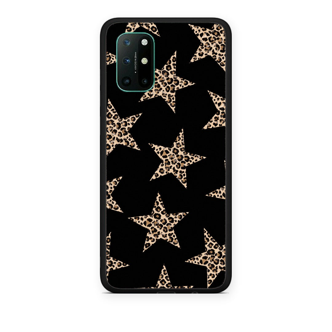 Θήκη OnePlus 8T Leopard Stars on Black από τη Smartfits με σχέδιο στο πίσω μέρος και μαύρο περίβλημα | OnePlus 8T Leopard Stars on Black case with colorful back and black bezels